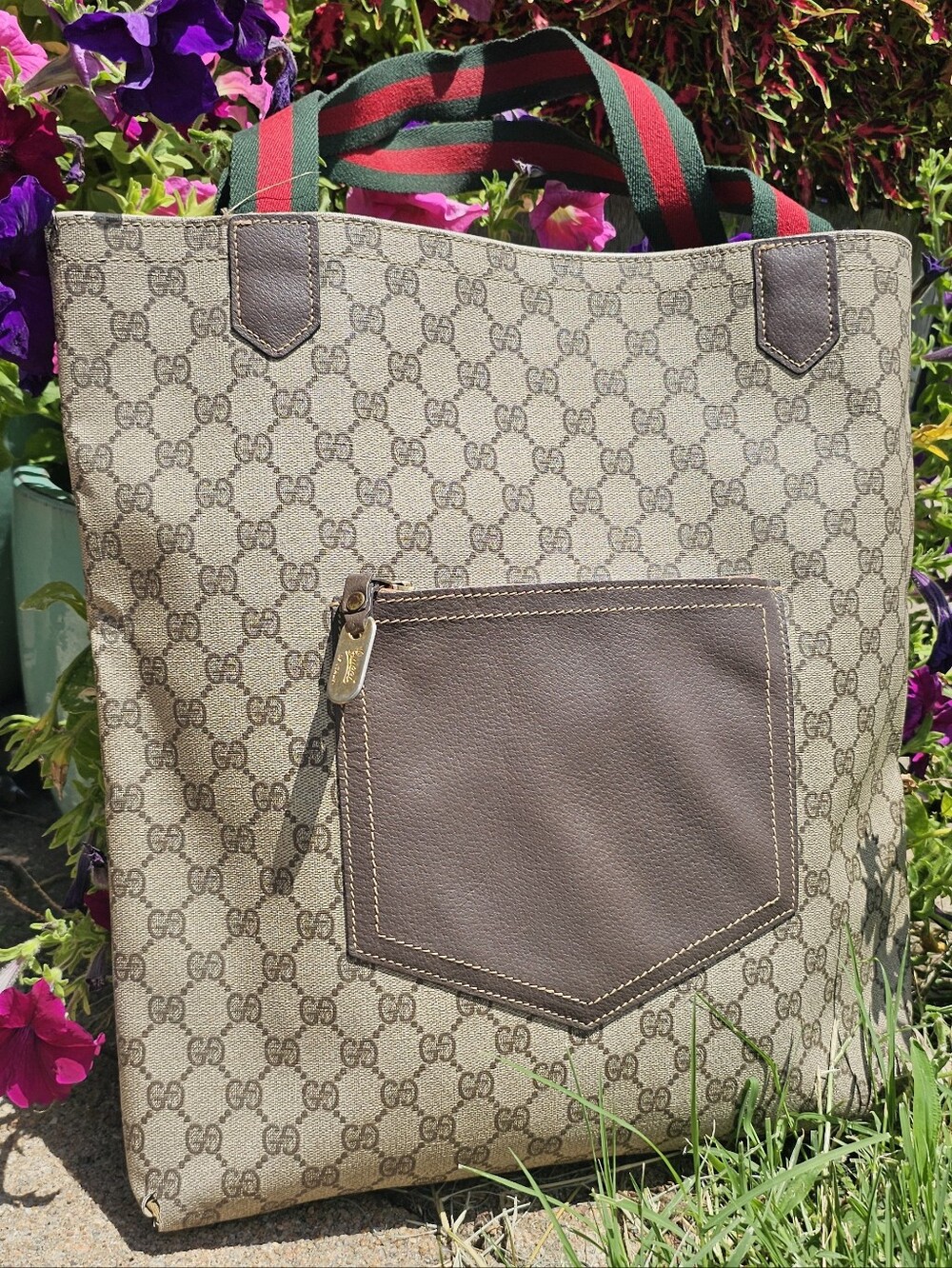 Vintage Gucci GG Supreme Sherry Line Tote Bag With COA